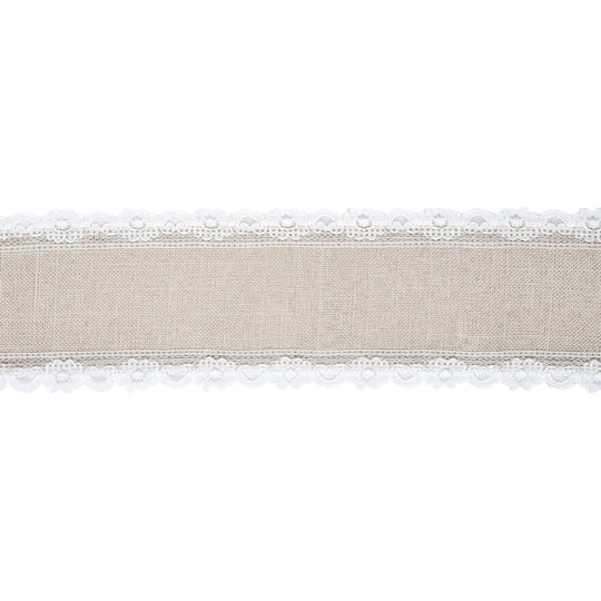 2.5" x 3yd. Faux Linen & Lace Wired Ribbon by Celebrate It™